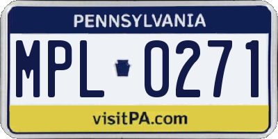 PA license plate MPL0271