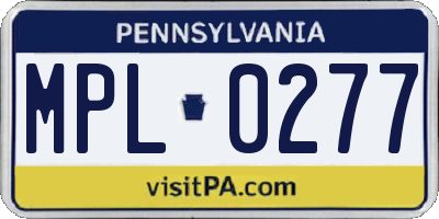PA license plate MPL0277