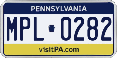 PA license plate MPL0282