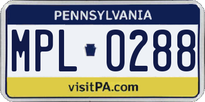 PA license plate MPL0288