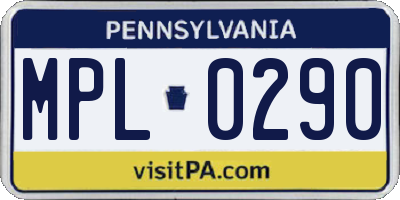 PA license plate MPL0290