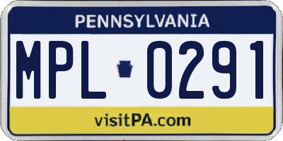 PA license plate MPL0291