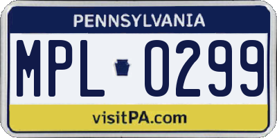 PA license plate MPL0299