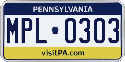 PA license plate MPL0303