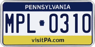 PA license plate MPL0310