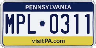 PA license plate MPL0311