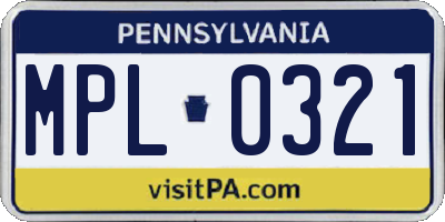 PA license plate MPL0321