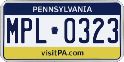 PA license plate MPL0323