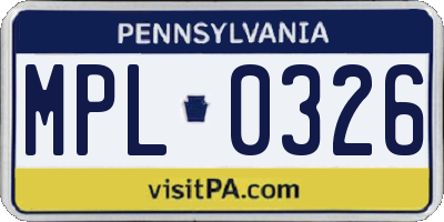 PA license plate MPL0326