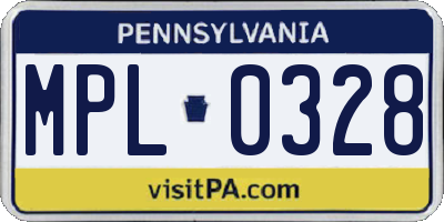 PA license plate MPL0328