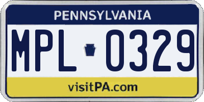 PA license plate MPL0329