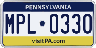 PA license plate MPL0330