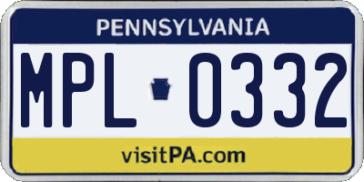 PA license plate MPL0332