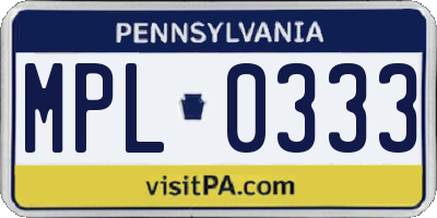 PA license plate MPL0333