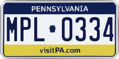 PA license plate MPL0334