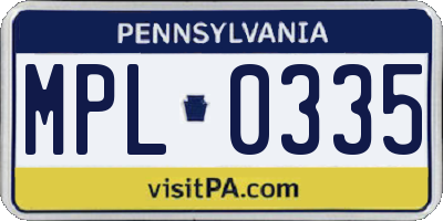 PA license plate MPL0335