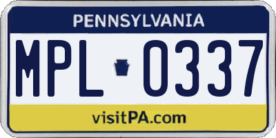 PA license plate MPL0337