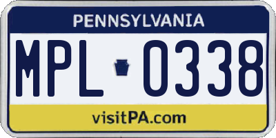 PA license plate MPL0338