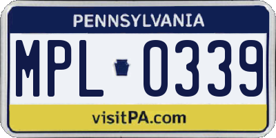 PA license plate MPL0339
