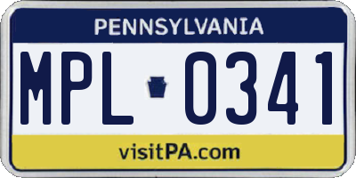 PA license plate MPL0341
