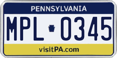 PA license plate MPL0345