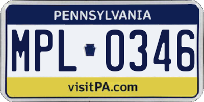 PA license plate MPL0346
