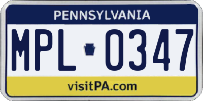 PA license plate MPL0347