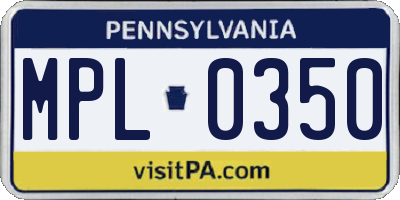 PA license plate MPL0350