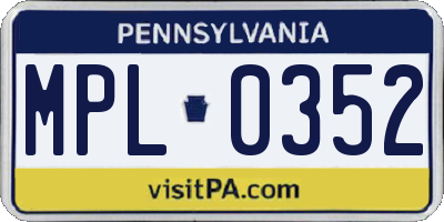 PA license plate MPL0352