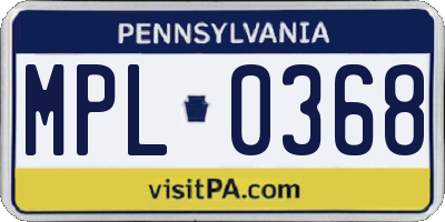 PA license plate MPL0368