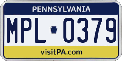 PA license plate MPL0379