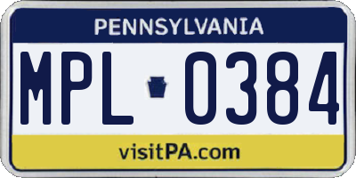 PA license plate MPL0384