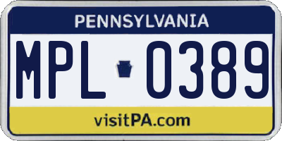 PA license plate MPL0389
