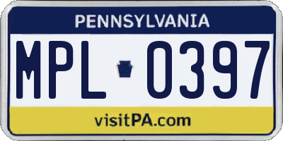PA license plate MPL0397