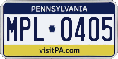 PA license plate MPL0405