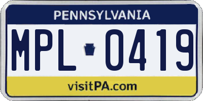 PA license plate MPL0419
