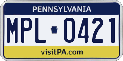 PA license plate MPL0421