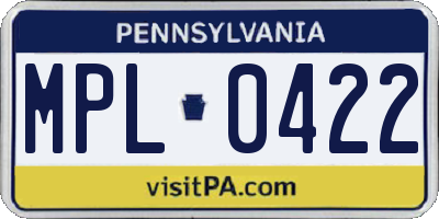 PA license plate MPL0422