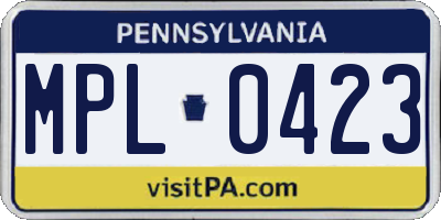 PA license plate MPL0423
