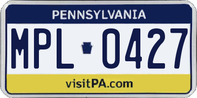 PA license plate MPL0427
