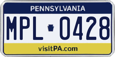 PA license plate MPL0428