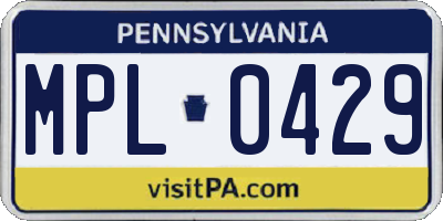 PA license plate MPL0429