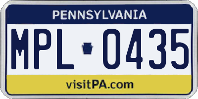PA license plate MPL0435