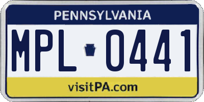 PA license plate MPL0441