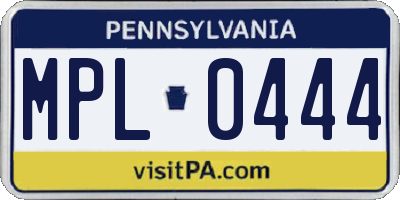 PA license plate MPL0444