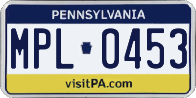 PA license plate MPL0453