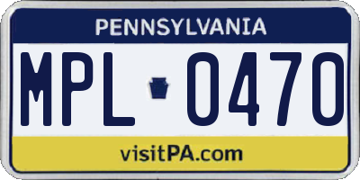 PA license plate MPL0470