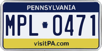 PA license plate MPL0471