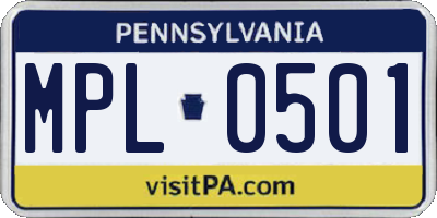 PA license plate MPL0501