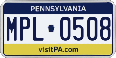 PA license plate MPL0508